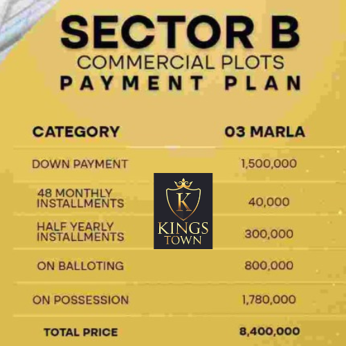 Kings Town Sector B 3 Marla Commercial